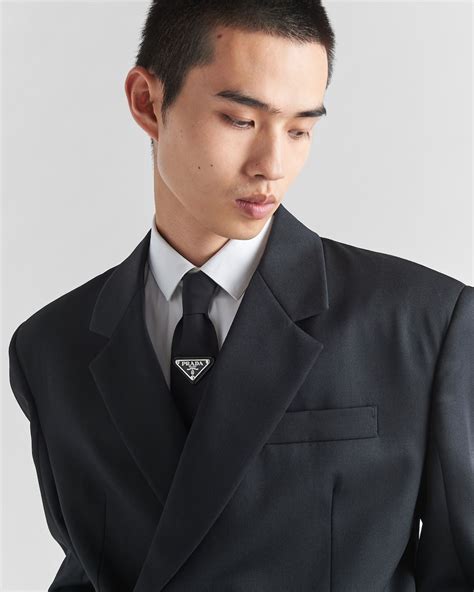 prada tie black|re nylon gabardine tie.